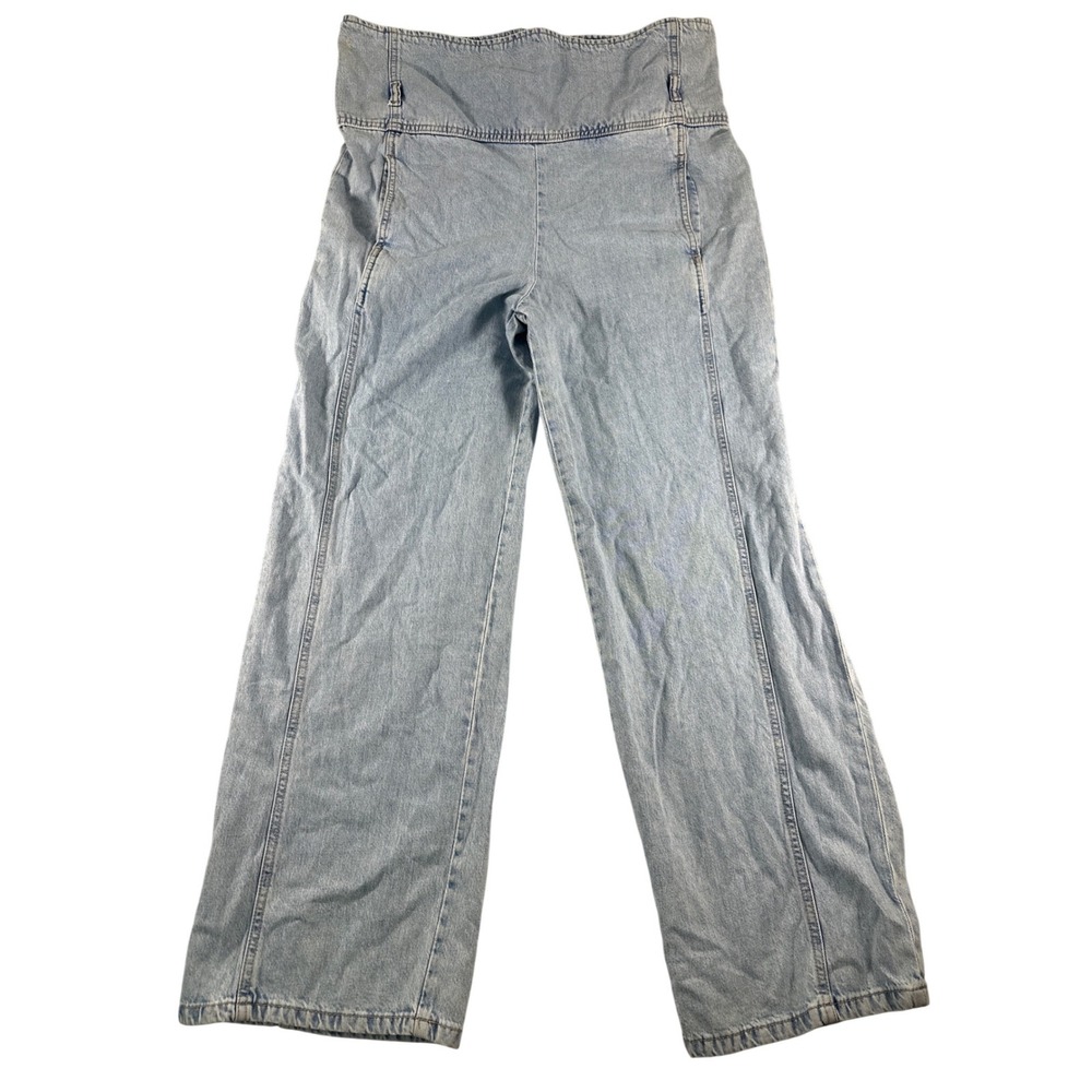 Zara Womens High Waisted Wide Leg Jeans‎ Light Wash Blue Denim Size 4